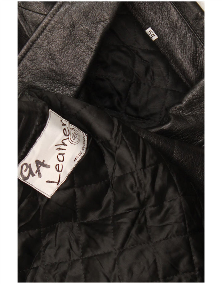 Giacca in pelle vintage da uomo IT 54 2XL Pelle nera