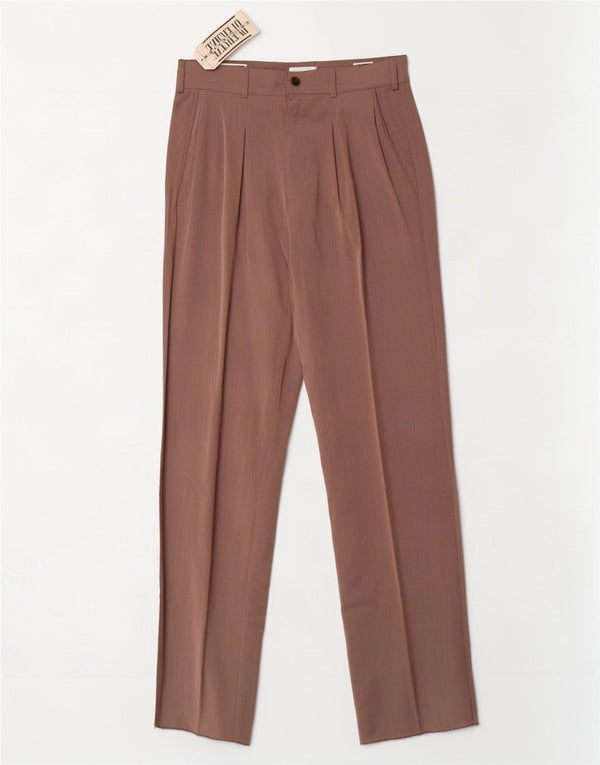 Pantaloni chino con pegging da donna vintage IT 46 Large W30 L35 Marrone Poliammide