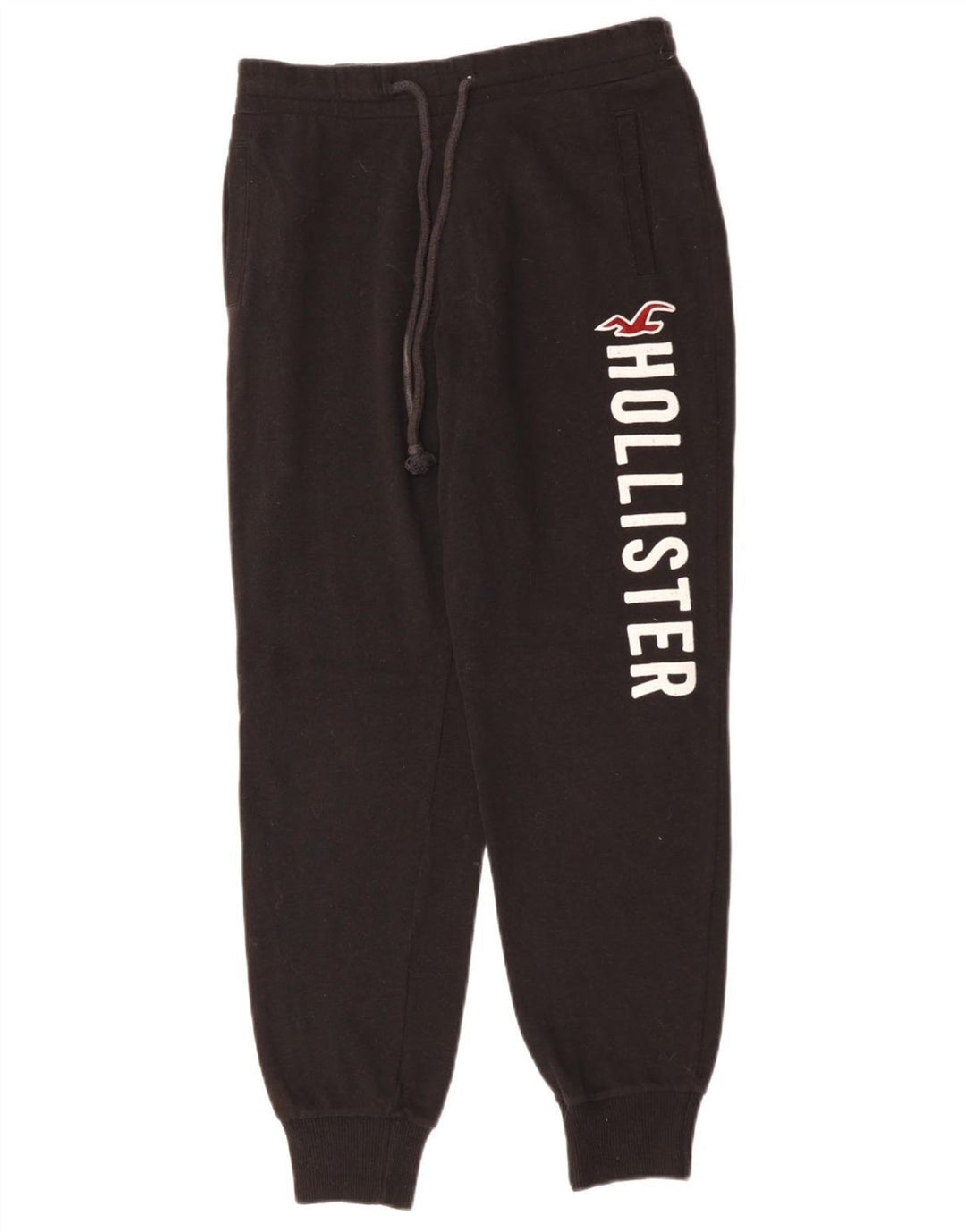Pantaloni da tuta con grafica HOLLISTER da donna Joggers UK 6 XS cotone nero