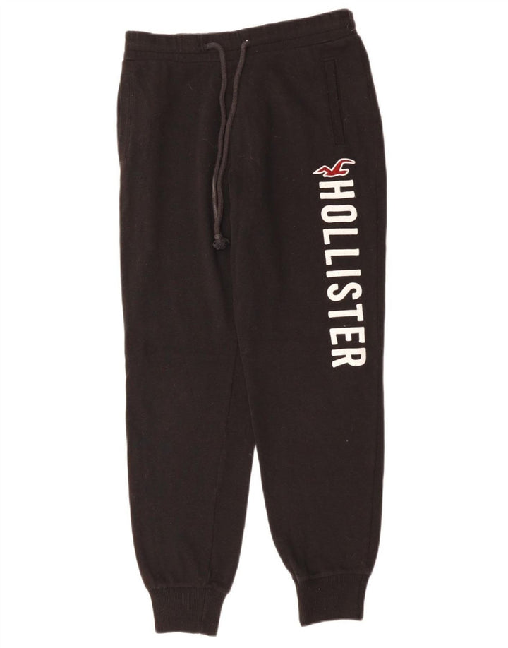 Pantaloni da tuta con grafica HOLLISTER da donna Joggers UK 6 XS cotone nero