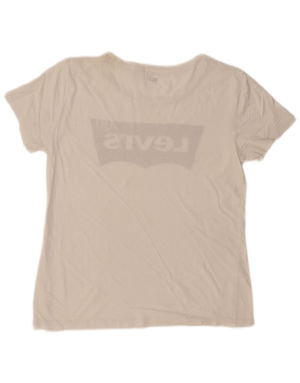 T-shirt grafica da donna LEVI'S Top UK 12 medio bianco sporco