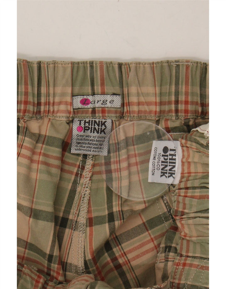 THINK PINK Mens Chino Shorts Large W36 Beige Check Cotton Vintage Think Pink and Second-Hand Think Pink from Messina Hembry 