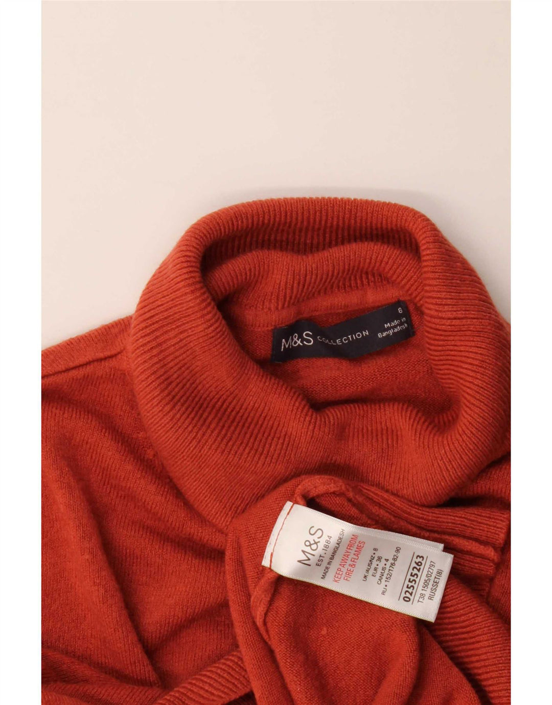 Maglione maglione a collo alto da donna Marks & Spencer UK 8 piccolo acrilico rosso