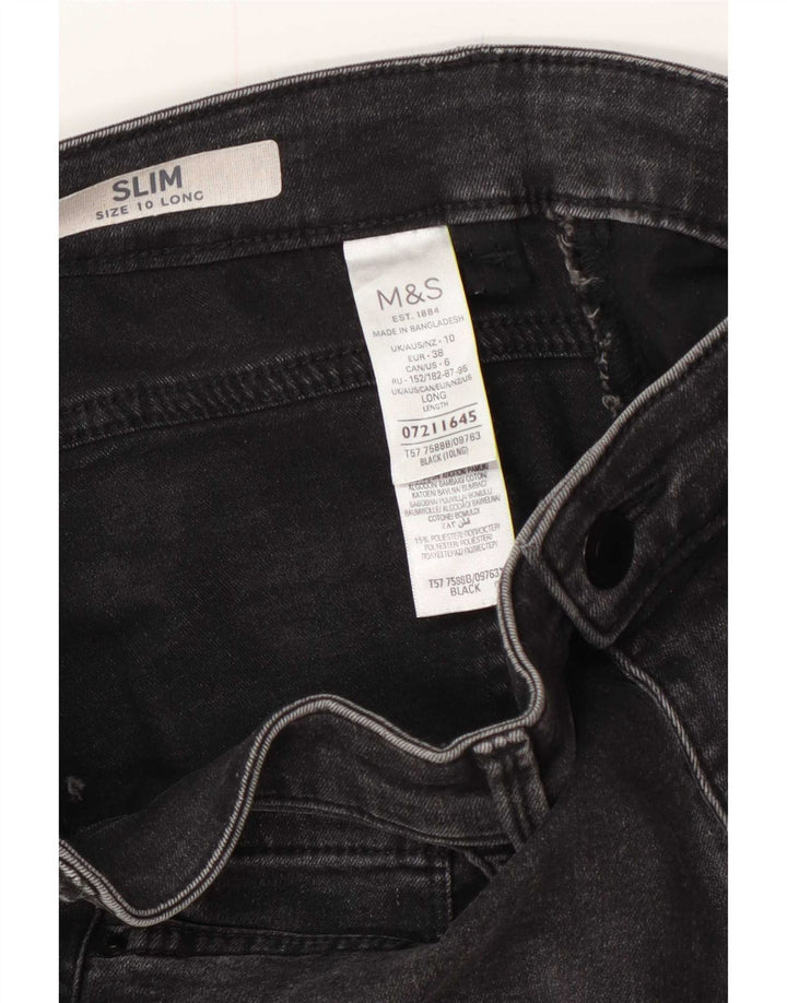 Jeans slim da donna Marks & Spencer UK 10 piccoli W27 L29 cotone nero