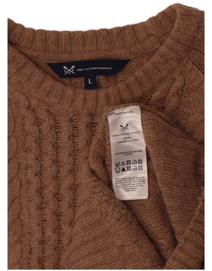 Crew Clothing Maglione girocollo da uomo in viscosa marrone grande