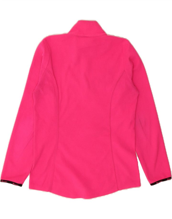 CHAMPION Womens Zip Neck Fleece Jumper UK 14 Large Pink Polyester Vintage Champion and Second-Hand Champion from Messina Hembry 