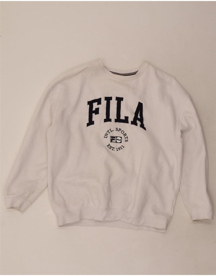Fila Felpa grafica da uomo Maglione grande cotone bianco
