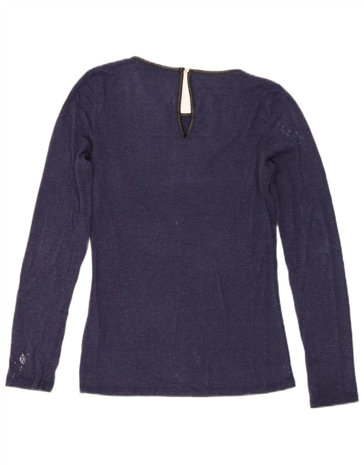 Top da donna a maniche lunghe Oasis UK 6 XS blu navy in viscosa