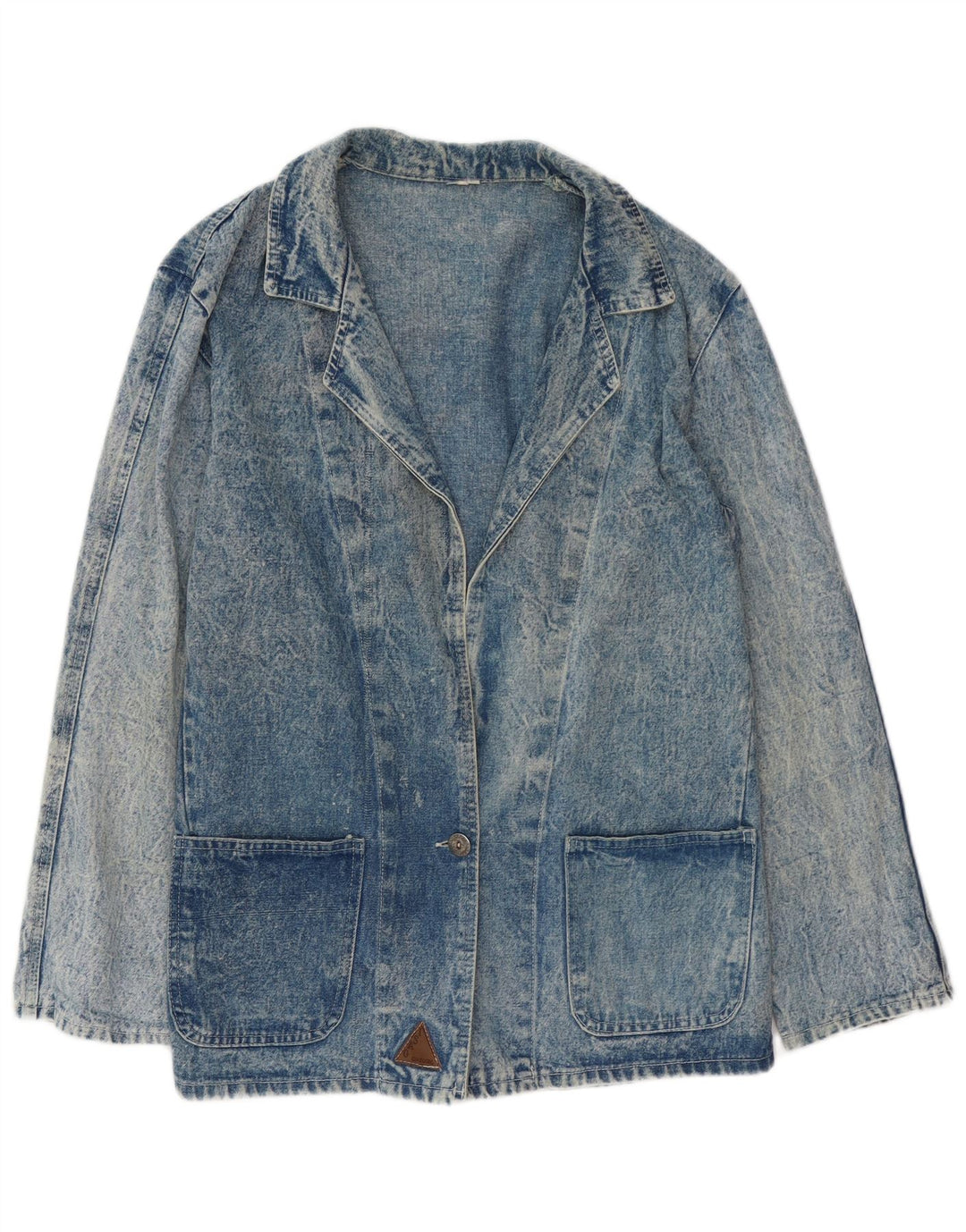 Giacca blazer da donna a 1 bottone in denim VINTAGE UK 16 grande blu
