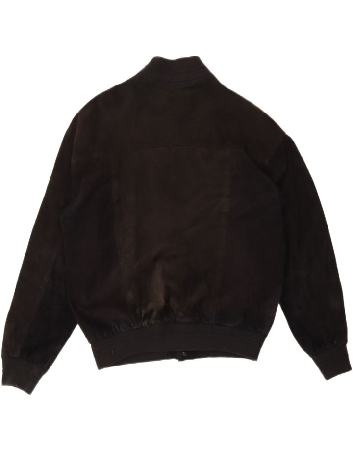 Giubbotto bomber in pelle scamosciata vintage da uomo UK 38 in pelle nera media