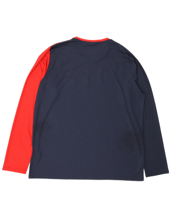 Top grafico da uomo Erima manica lunga 3XL poliestere color block blu navy