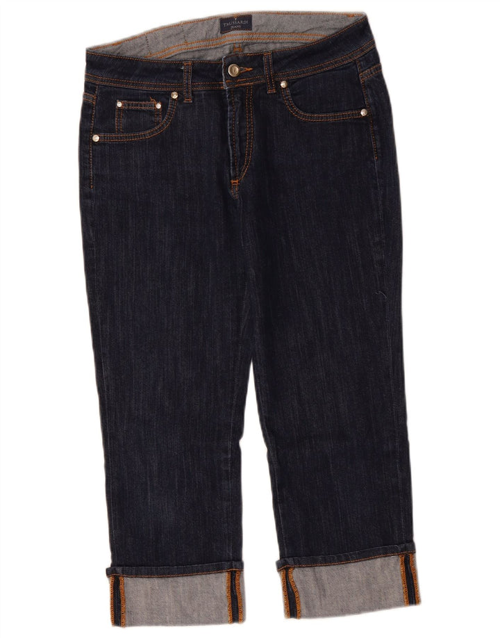 Jeans Capri Donna TRUSSARDI W29 L22 Blu Navy Cotone