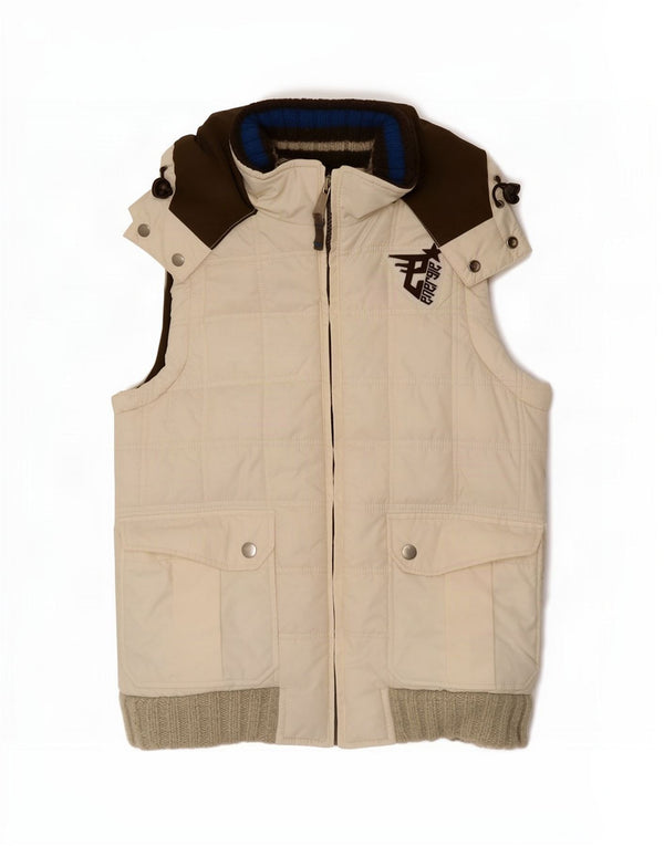 Gilet imbottito con cappuccio da donna Energie UK 14 Medium White Colourblock in poliammide
