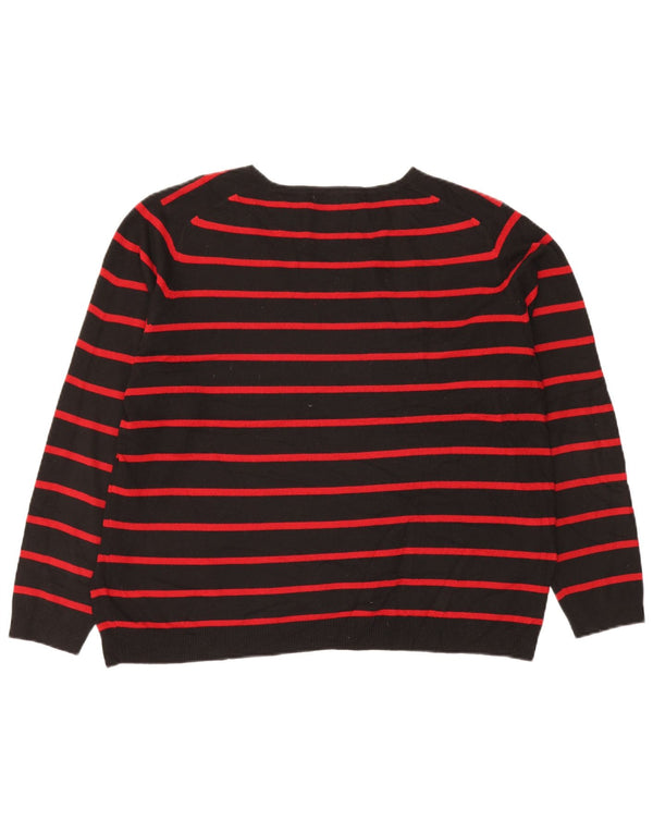 Maglione maglione con scollo a V da donna Marks & Spencer UK 22 2XL a righe nere
