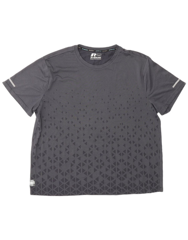T-shirt da uomo RUSSELL ATHLETIC Top 2XL Poliestere geometrico grigio