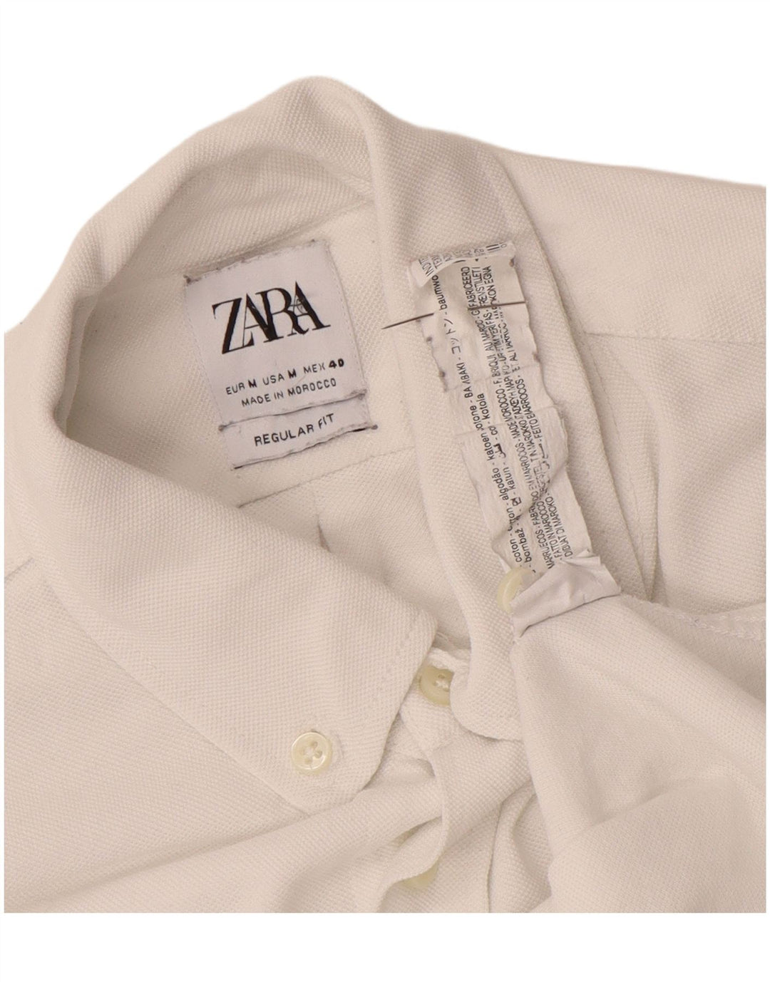 Camicia ZARA da uomo vestibilità regolare in cotone bianco medio