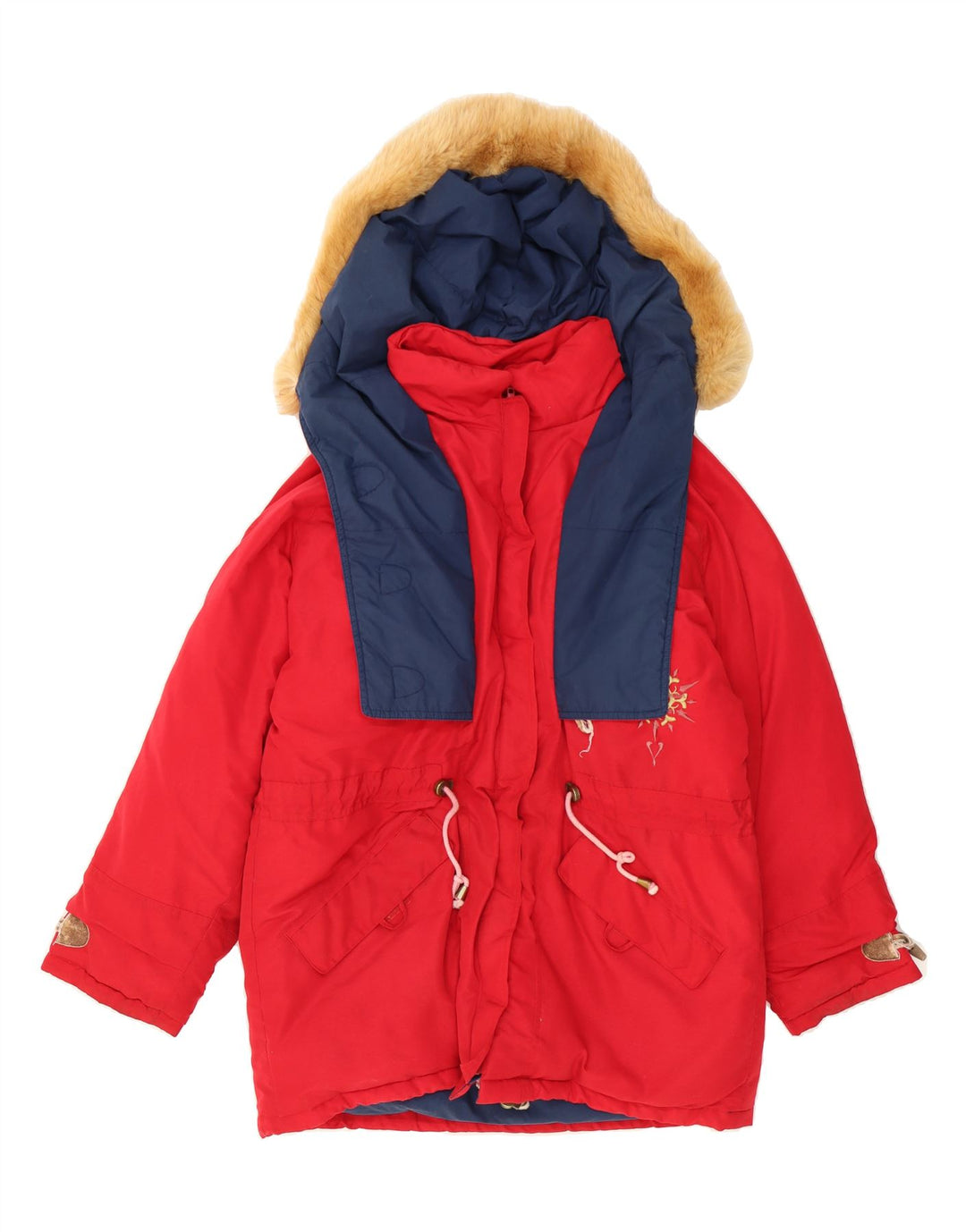 VINTAGE Womens Hooded Windbreaker Jacket UK 16 Large Red Colourblock Vintage Vintage and Second-Hand Vintage from Messina Hembry 