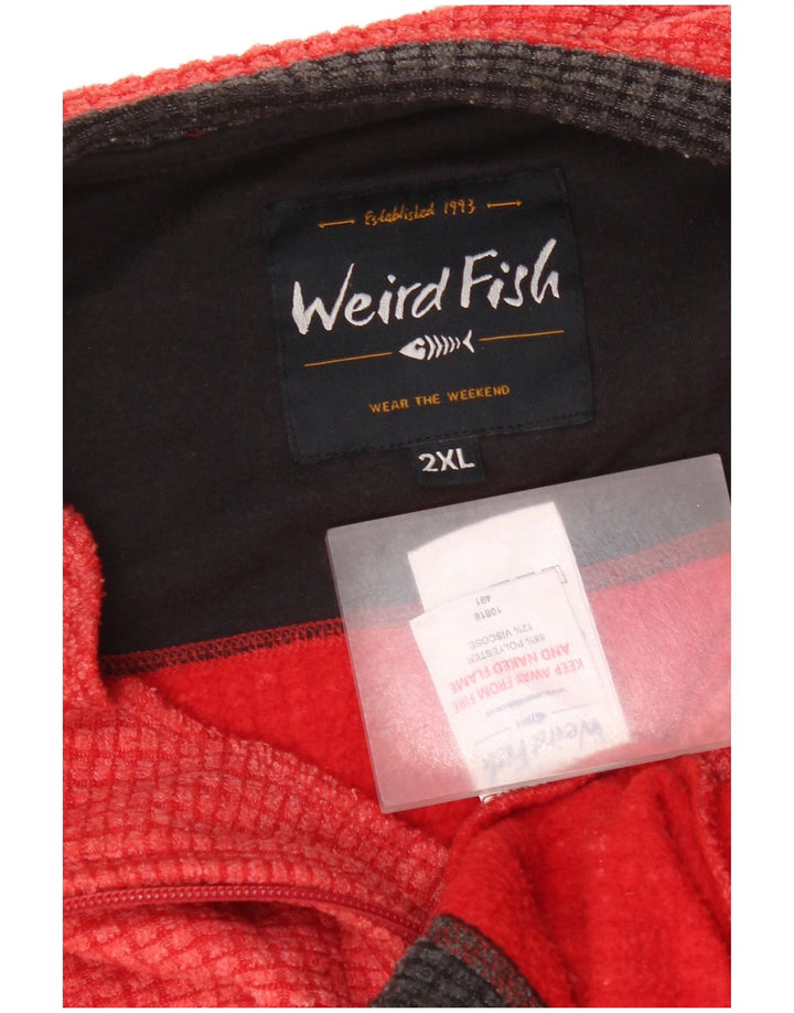 Maglione in pile da uomo con zip e collo Weird Fish 2XL rosso poliestere