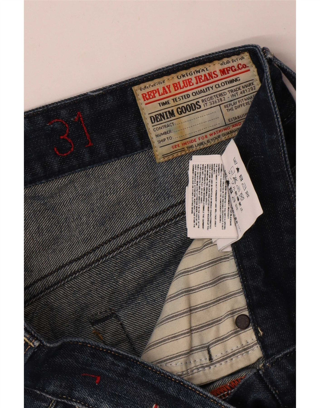 Replay Jeans dritti con grafica da uomo W31 L34 cotone blu