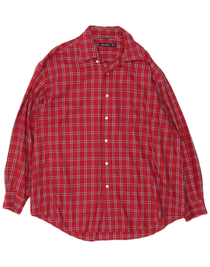 Camicia da uomo Nautica XL in cotone a quadri rossi