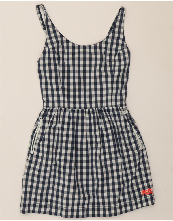 Prendisole da donna Superdry UK 10 Small in cotone a quadretti blu navy