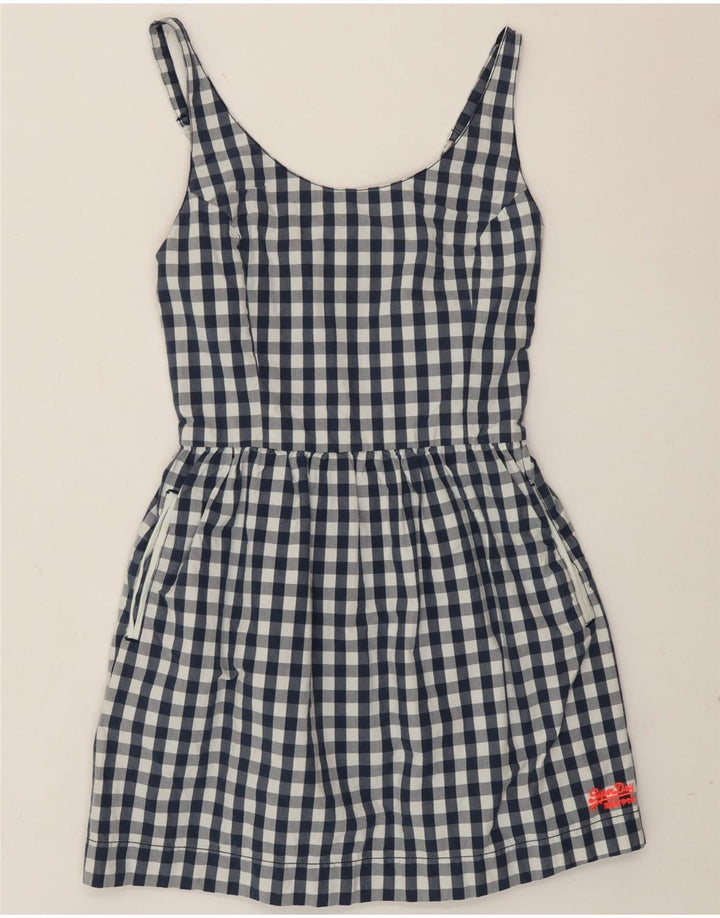 Prendisole da donna Superdry UK 10 Small in cotone a quadretti blu navy