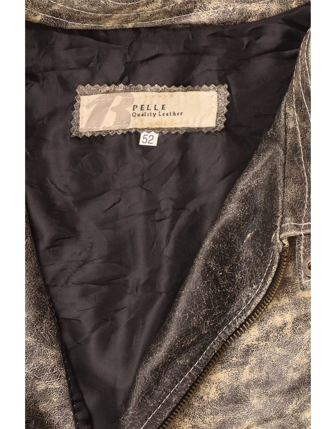 Giacca in pelle grafica da uomo Bata IT 52 XL in pelle grigia