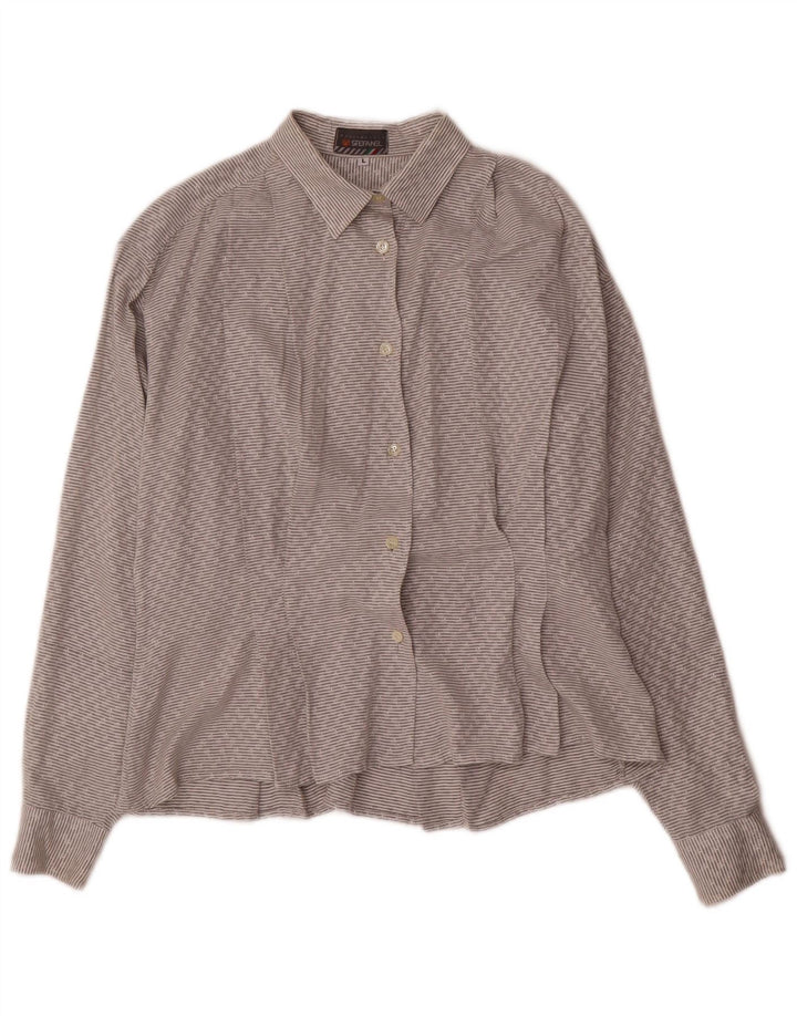 Camicia da donna Stefanel UK 16 Acetato gessato grigio grande