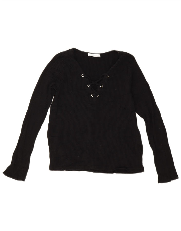 Top corto da donna Zara a maniche lunghe UK 12 medio nero
