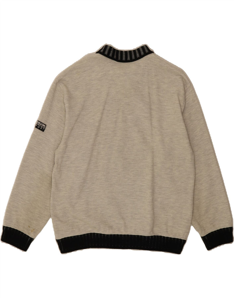 CARLO COLUCCI Mens Polo Neck Jumper Sweater Medium Grey Colourblock Sports Vintage Carlo Colucci and Second-Hand Carlo Colucci from Messina Hembry 