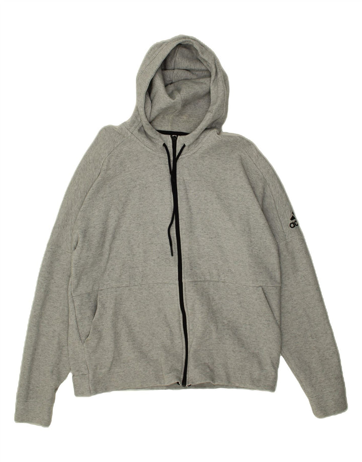 ADIDAS Mens Graphic Zip Hoodie Sweater Large Grey Vintage Adidas and Second-Hand Adidas from Messina Hembry 