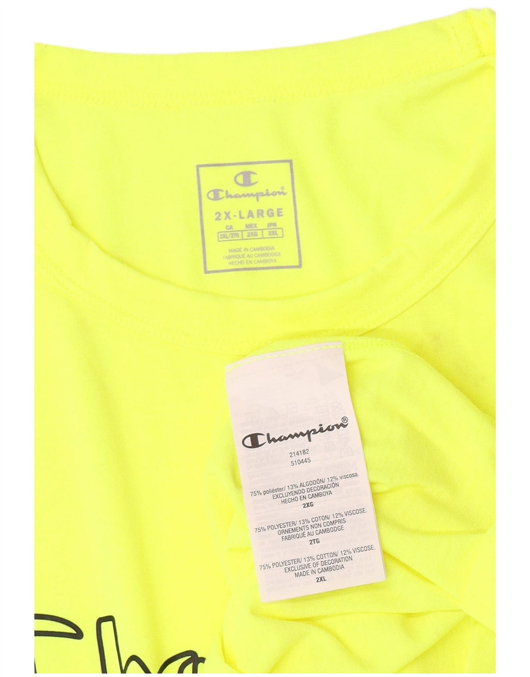 T-shirt grafica da uomo Champion Top 2XL poliestere giallo