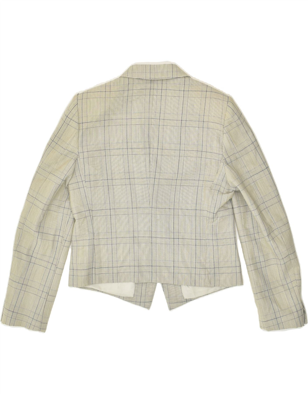 Giacca blazer da donna a 1 bottone VINTAGE UK 12 Lana nuova a quadri grigio medio