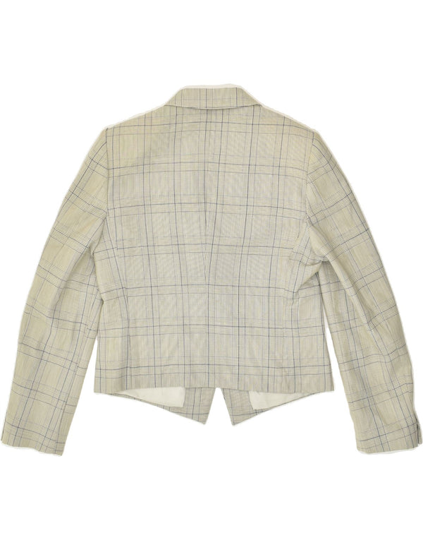 Giacca blazer da donna a 1 bottone VINTAGE UK 12 Lana nuova a quadri grigio medio