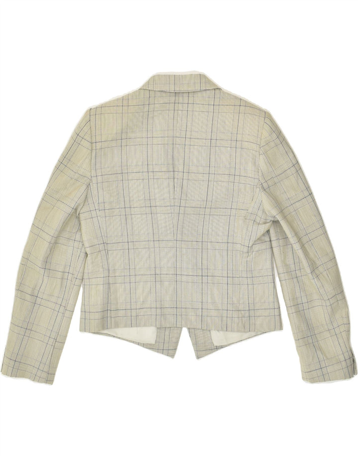 Giacca blazer da donna a 1 bottone VINTAGE UK 12 Lana nuova a quadri grigio medio