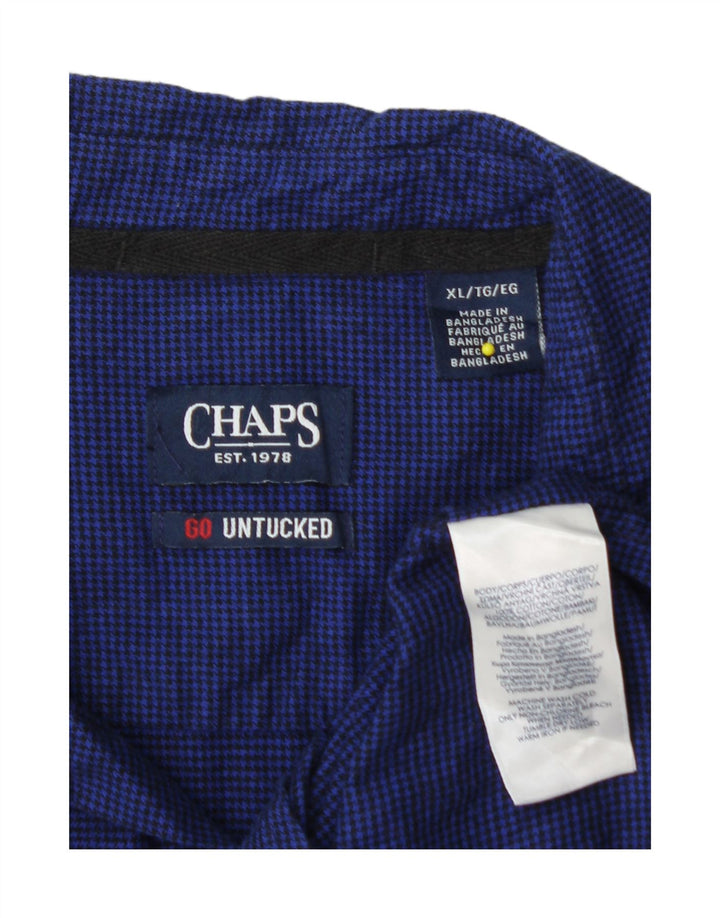 CHAPS Mens Big & Tall Shirt XL Blue Houndstooth Cotton Vintage Chaps and Second-Hand Chaps from Messina Hembry 