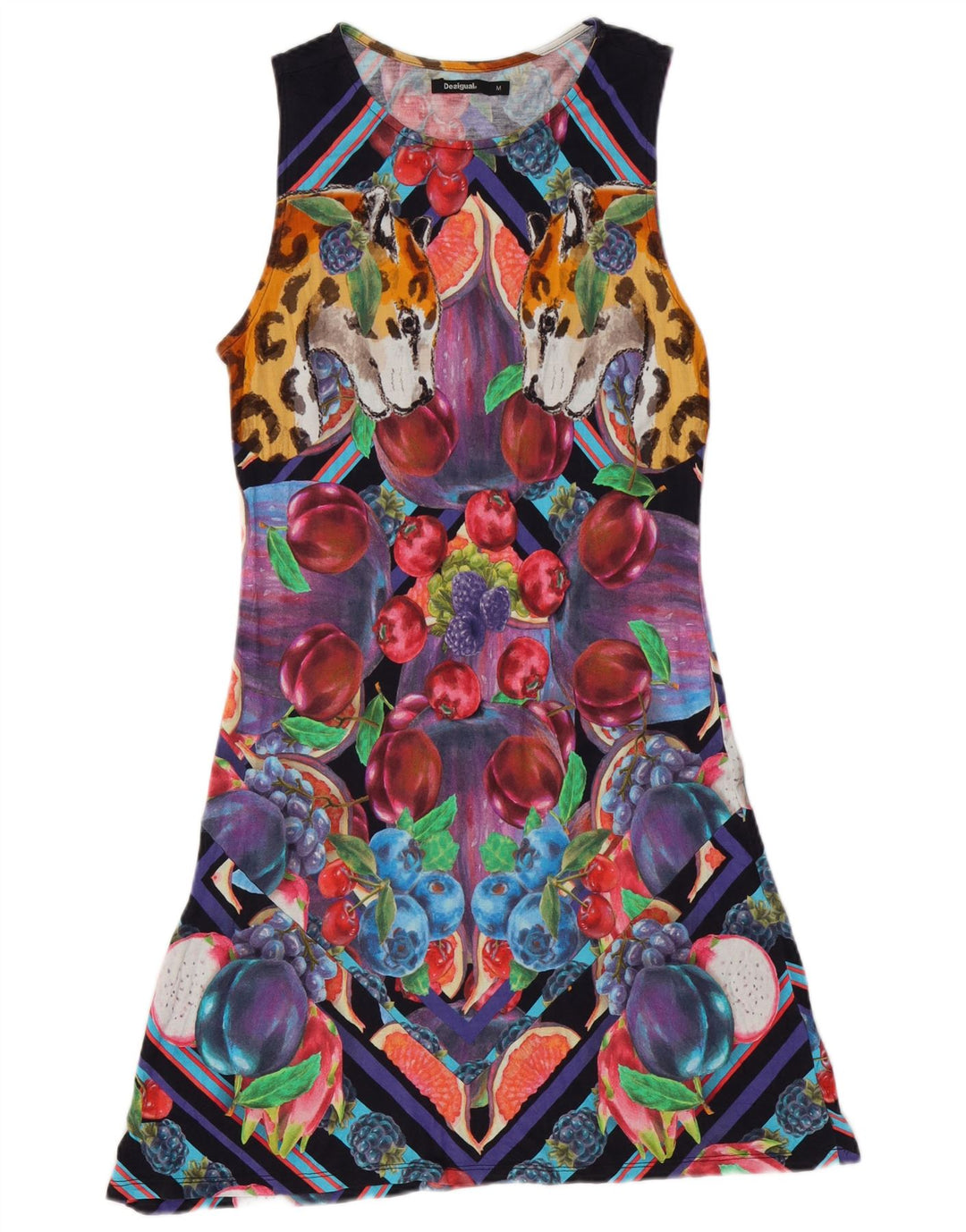 Desigual Abito da donna a trapezio con motivo astratto UK 12 medio multicolore