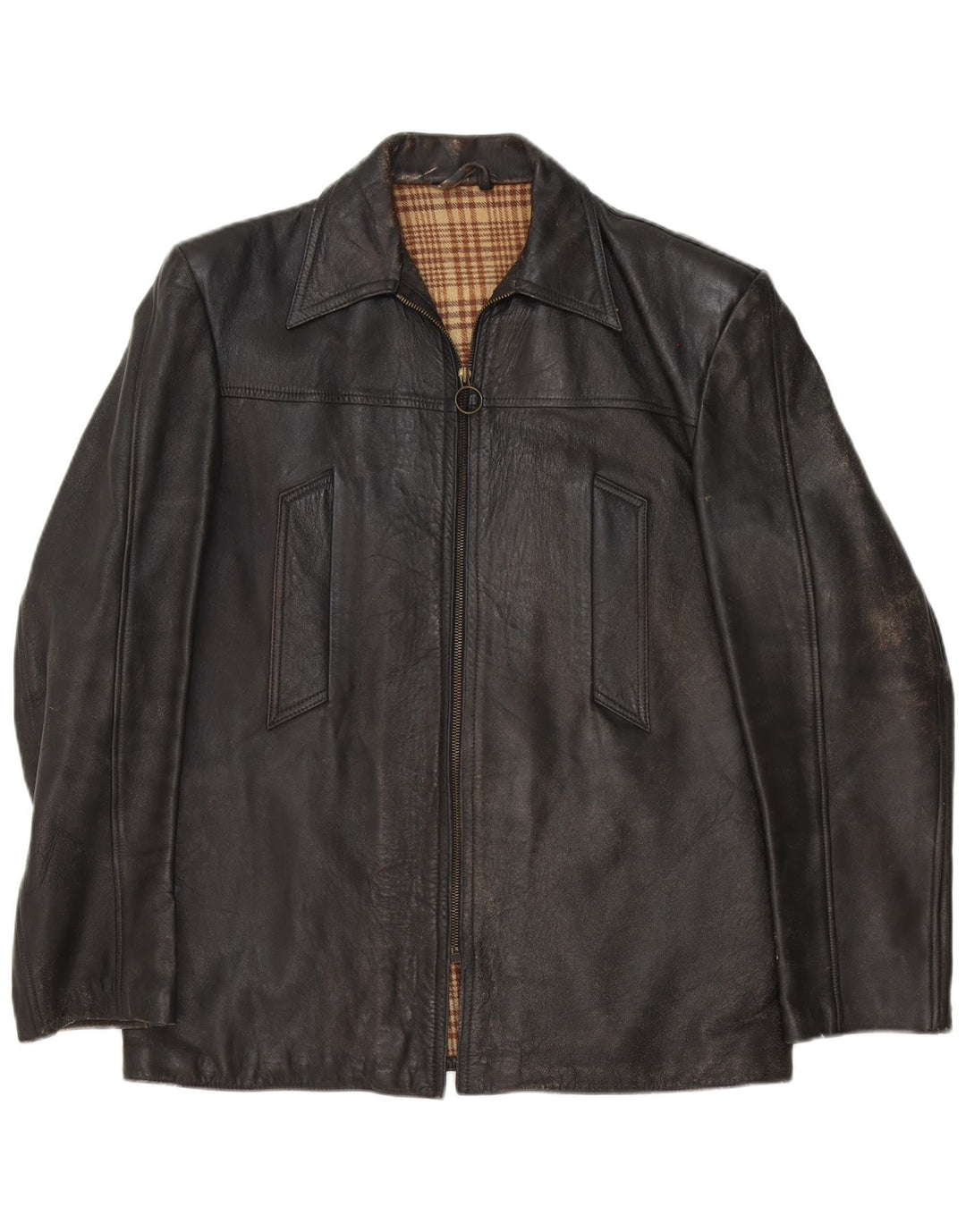 Giacca in pelle vintage da uomo UK 40 grande nera