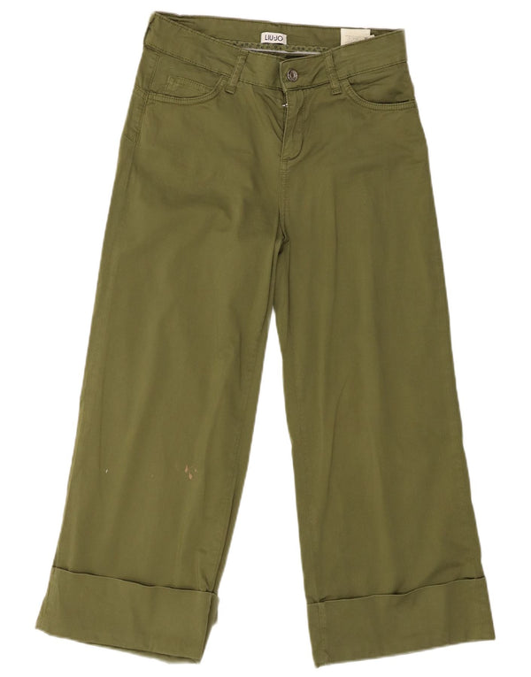 Pantaloni Capri a gamba larga da donna Liu Jo W26 L23 in cotone verde