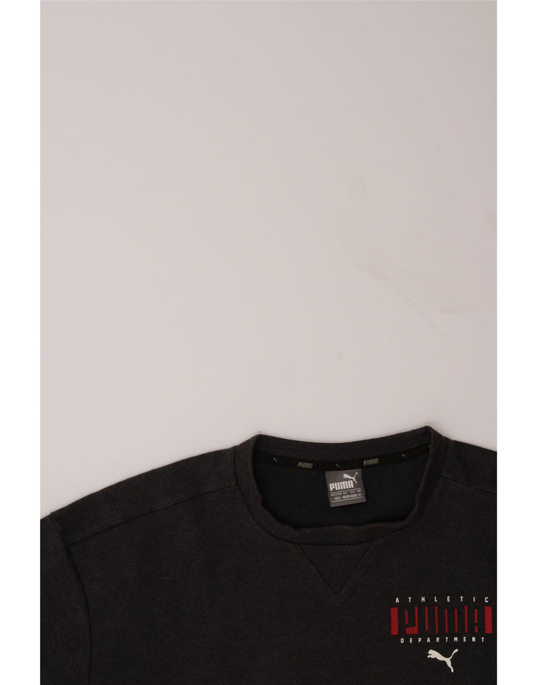 PUMA Mens Graphic Sweatshirt Jumper Medium Grey Colourblock Vintage Puma and Second-Hand Puma from Messina Hembry 