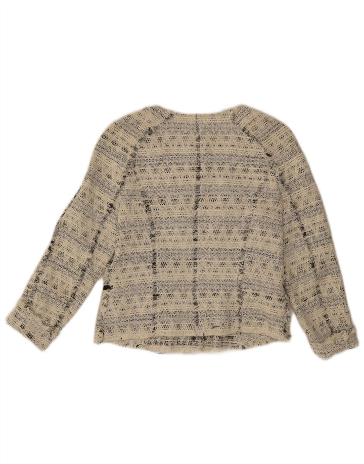 Giacca Bolero aperto da donna Zara UK 12 cotone geometrico bianco sporco medio