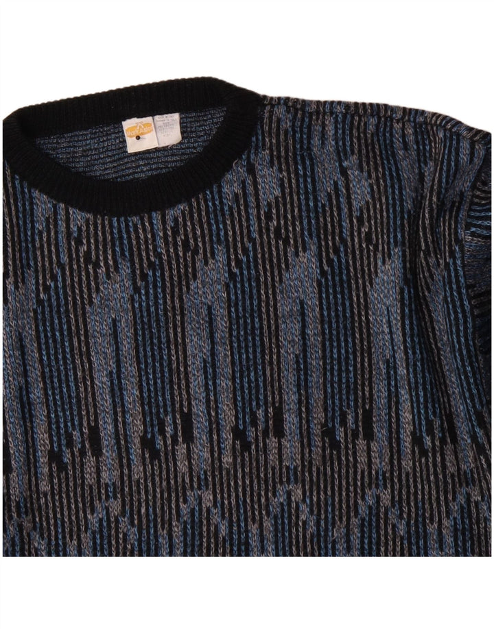 Maglione maglione girocollo da uomo Mark Astor XL poliacrilico a righe blu