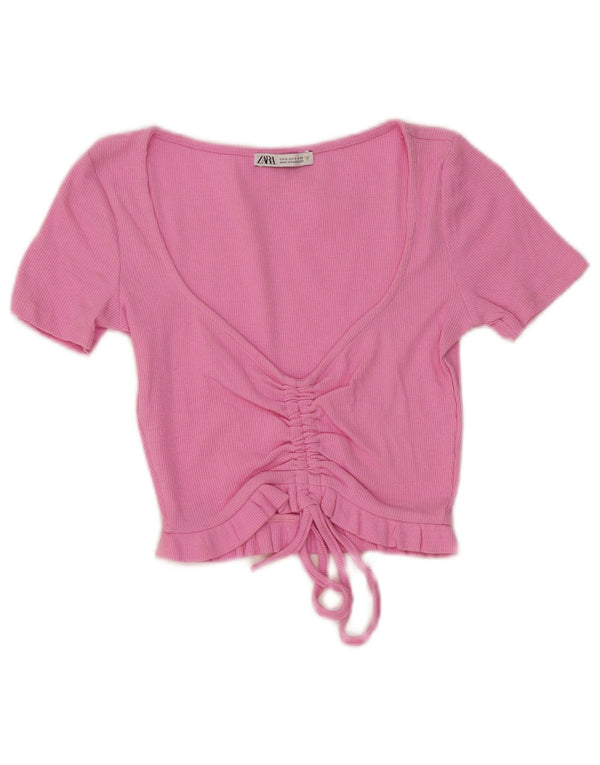 Top corto da donna Zara UK 8 piccolo rosa