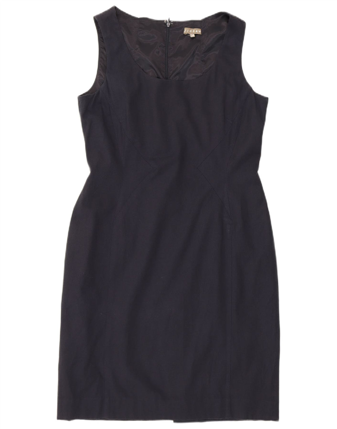 Abito tubino senza maniche da donna Jigsaw UK 14 Viscosa blu navy medio