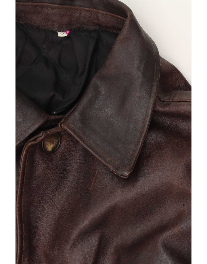 Giacca in pelle vintage da uomo UK 36 piccola in pelle marrone