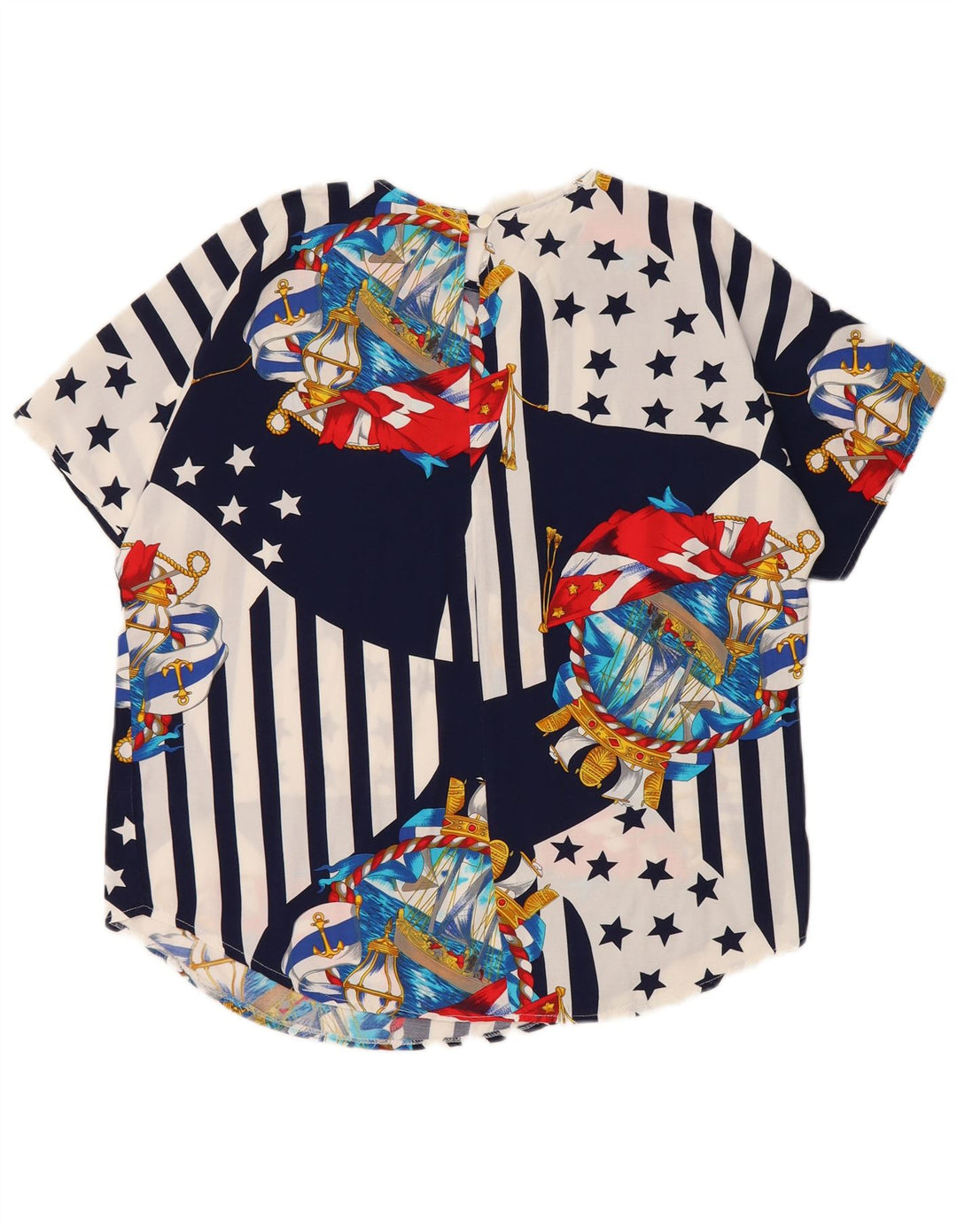 Top camicetta da donna VINTAGE UK 10/12 Blocco colore blu navy medio