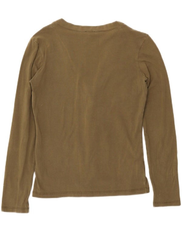 CALVIN KLEIN JEANS Maglione cardigan da donna UK 10 Piccolo cotone kaki