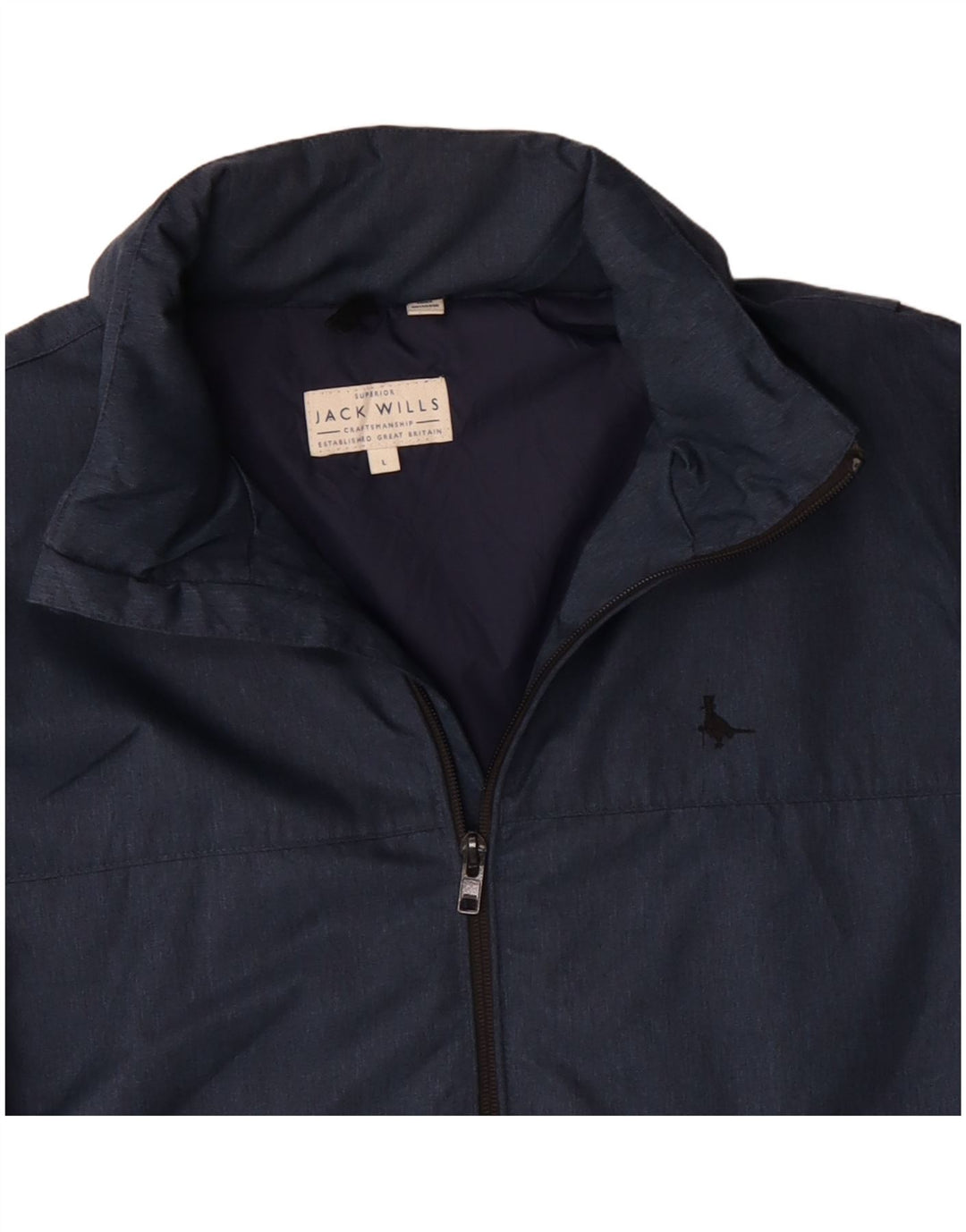 JACK WILLS Giacca a vento con cappuccio da uomo UK 40 Large Blu Navy Poliammide