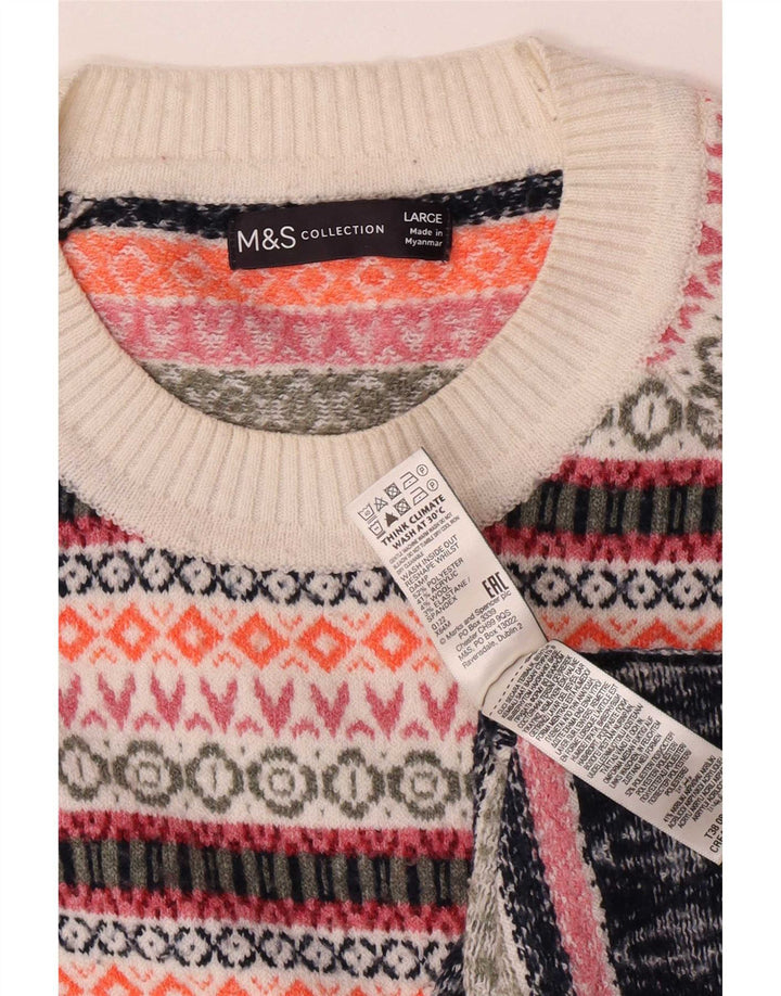 Marks & Spencer Maglione da uomo con scollo a barca Maglione grande Fair Isle multicolore