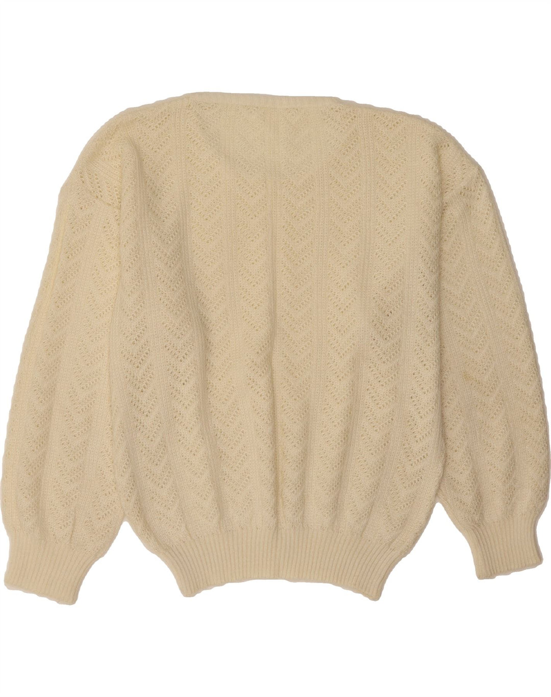 VINTAGE Womens Crew Neck Jumper Sweater UK 14 Medium Off White Vintage Vintage and Second-Hand Vintage from Messina Hembry 